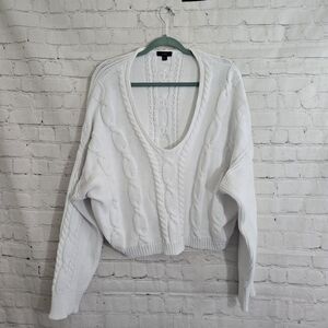White Cable Knit Sweater